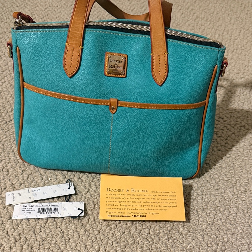 Dooney & Bourke Teal and Tan Women's Bag